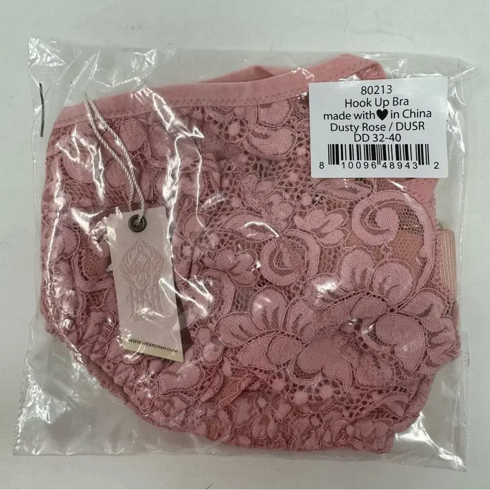 We Are HAH‎ Hook Up Balconette Bra Size DD Band 32-40 Lace Dusty Rose Underwire